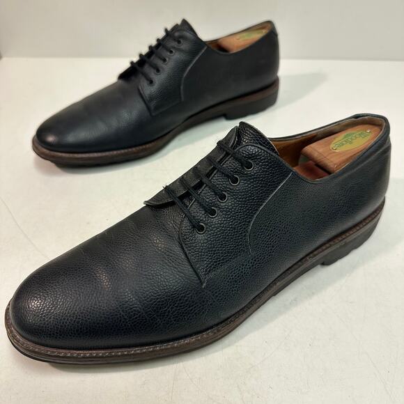 VGUC Salvatore Ferragamo Plain Toe Derby Black Scotch Grain Italy US 11.5 D - Picture 5 of 13